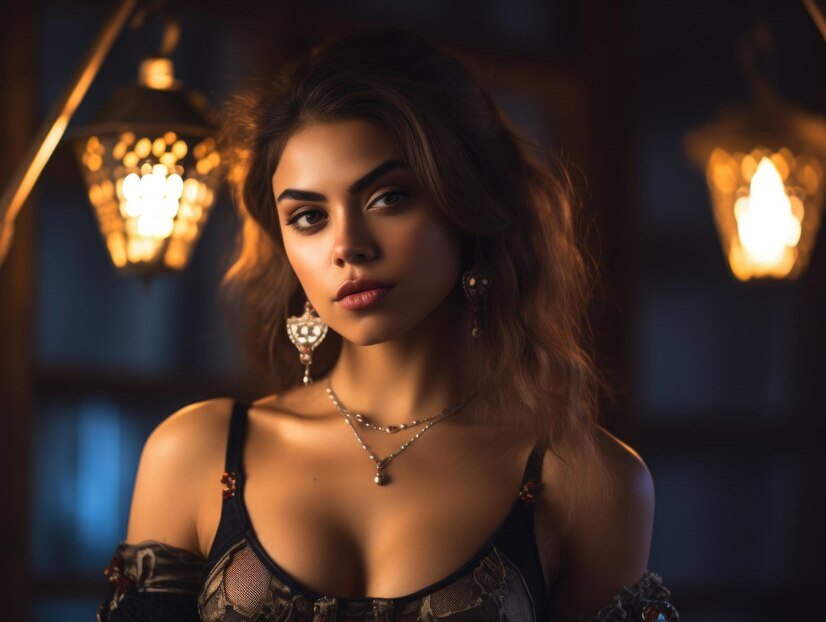 medieval sexy courtesan girl wear corset smiling portrait cinematic medieval background 483949 15424